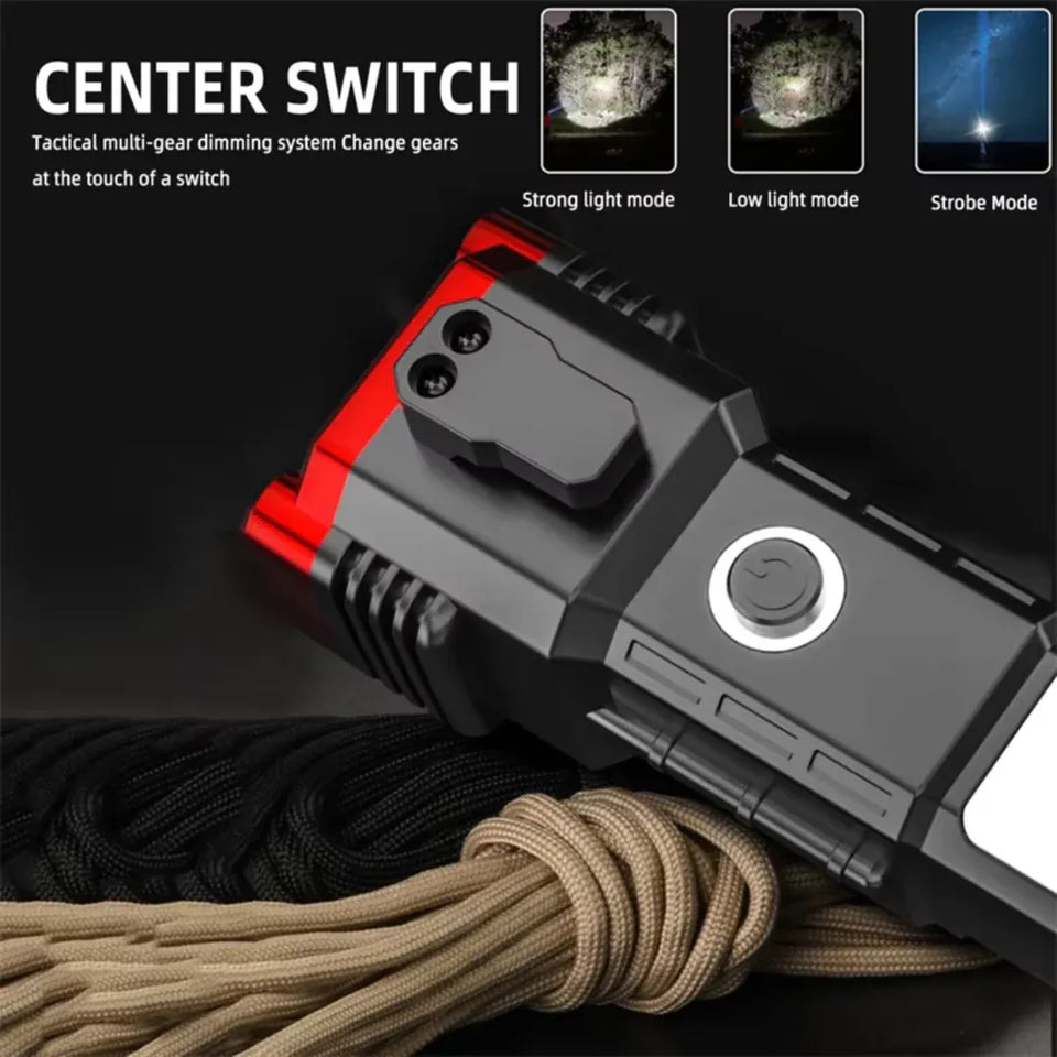 Versatile High Power Led Flashlight Focus Light Power Bank and Window Hammer