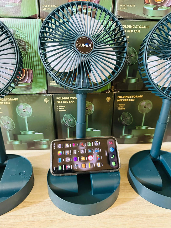 Rechargeable Portable Telescopic Folding Table Fan – 3-Speed Adjustable Desk Fan