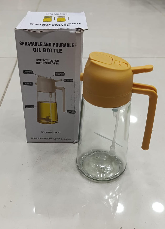 2-in-1 Oil Spray Bottle | Adjustable Mist & Dispenser | 470ml Leak-Proof Glass Container | For Cooking, BBQ, Baking & Air Fryer 380ml