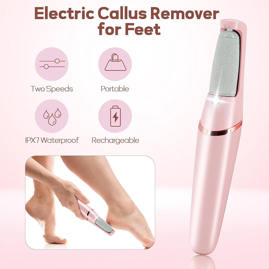 WEIMEI Electric Foot File – Rechargeable Callus Remover with Dual Speed & 2 Roller Heads