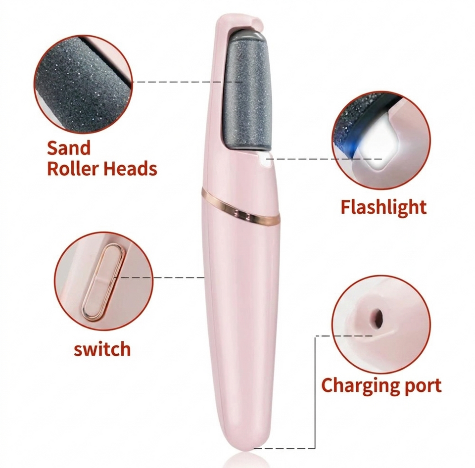 WEIMEI Electric Foot File – Rechargeable Callus Remover with Dual Speed & 2 Roller Heads
